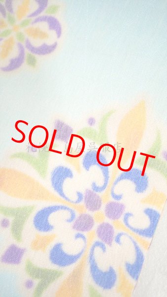 画像6: 半幅帯：リバーシブル　夾纈（きょうけち）染風　茶色／空色 (6)