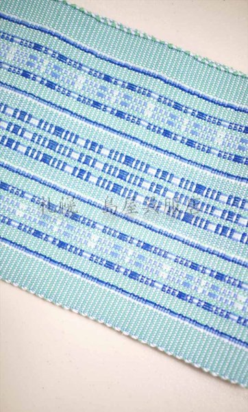 画像5: 半幅帯：花織／首里道屯（ロートン）織・ブルー系 (5)