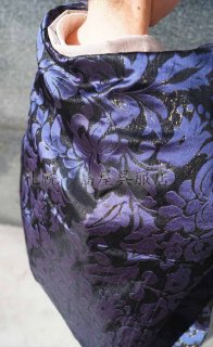 ソウソウ タグ付き新品 綾織 角袖ステンカラーコート／濡羽色×芍薬