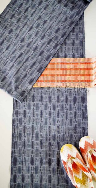 画像9: 片貝木綿：総絞り（市松絞り・褐返） (9)