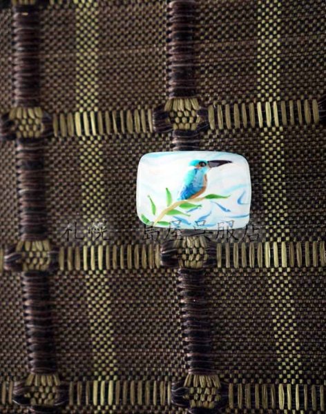 画像2: 帯留：カワセミＢ（ガラス工芸作家・城下鮎子謹製） (2)