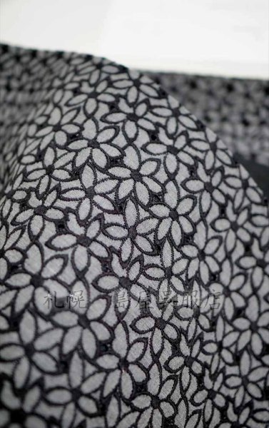 画像3: 半幅帯：フラワー（グレー） (3)