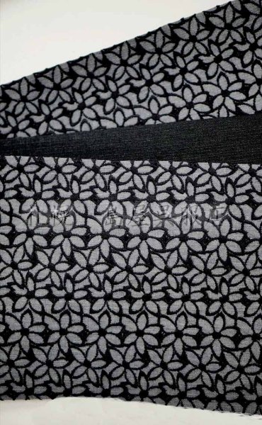 画像2: 半幅帯：フラワー（グレー） (2)
