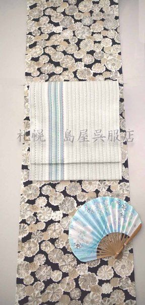 画像5: 紺仁：綿ちぢみ更紗（丸華尽くし） (5)