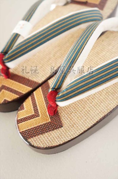 画像1: 女性用下駄：しころ織・升紋 (1)