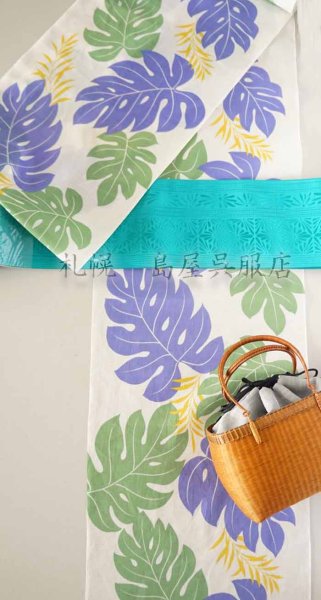 画像7: 紫織庵：モンステラ（綿絽） (7)