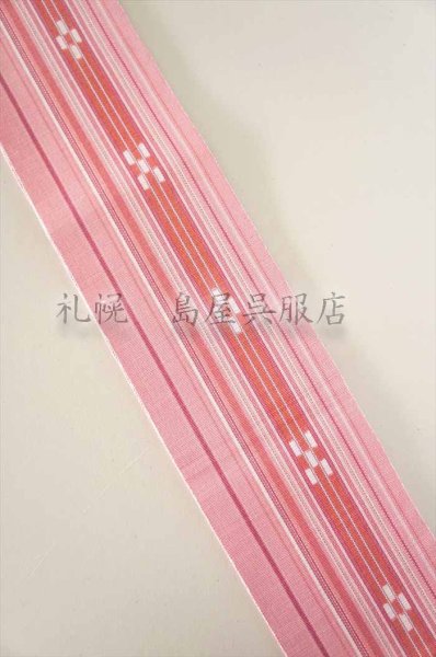 画像3: 半幅帯：花織／八重山みんさー織・ピンク (3)