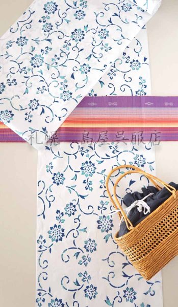 画像7: 半幅帯：花織／八重山みんさー織・夕焼け空 (7)