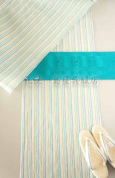 画像8: （夏）半幅帯：博多織・粗紗・線香花火（ターコイズ） (8)