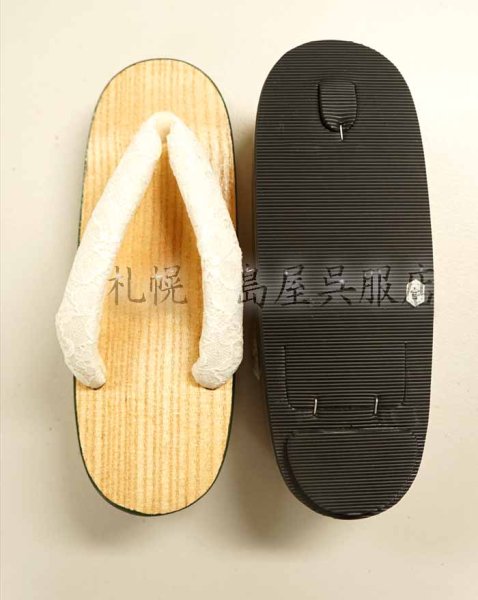 画像4: 女性用下駄：グリーン塗下駄 (4)