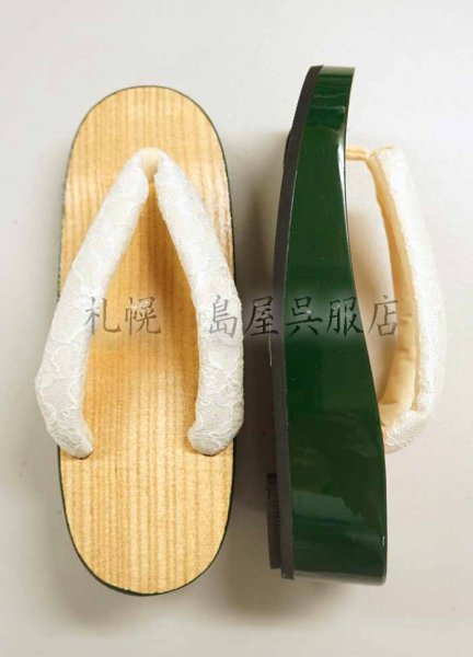 画像3: 女性用下駄：グリーン塗下駄 (3)