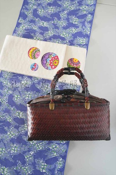 画像5: 加賀染め・古代型夏衣（綿絽・竹） (5)