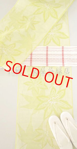 画像5: 半幅帯：花織／首里花織・白地に赤 (5)