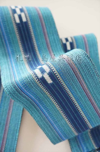 画像4: 角帯:伝統的工芸品 八重山みんさー織・青緑 (4)