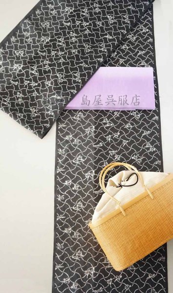 画像6: （夏）半幅帯：竺仙・麻帯（紫ぼかし）　 (6)