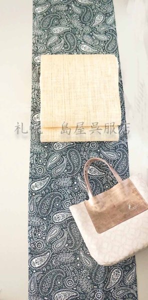 画像6: 紺仁：ペイズリー（綿麻紅梅） (6)