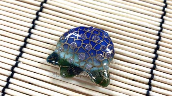 画像1: 帯留：紫陽花（七宝焼） (1)