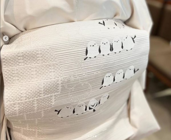 画像7: 八寸名古屋帯：【島屋オリジナル】シマエナガ (7)