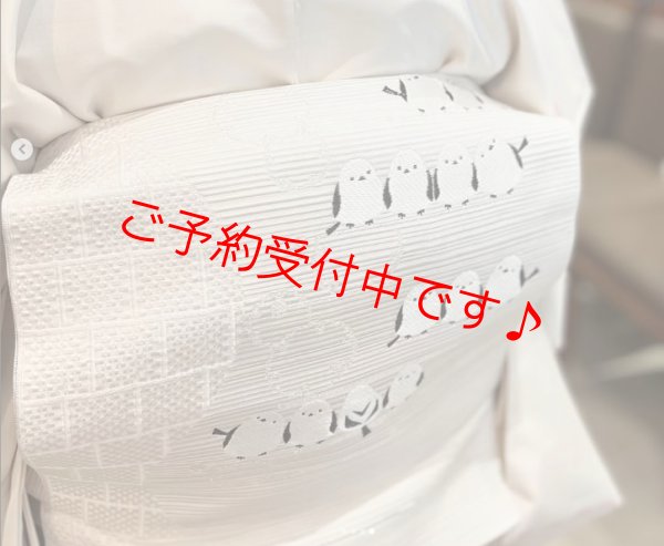 画像7: 八寸名古屋帯：【島屋オリジナル】シマエナガ (7)