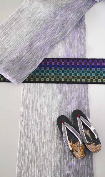 画像10: 小千谷縮:島屋オリジナル・墨流し(紫系) (10)