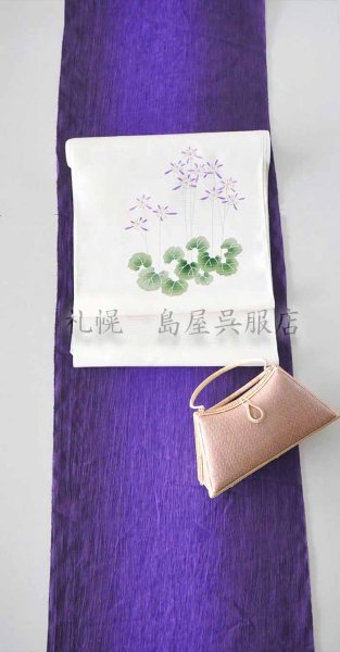 画像6: 近江縮:手捺染・紫ぼかし (6)