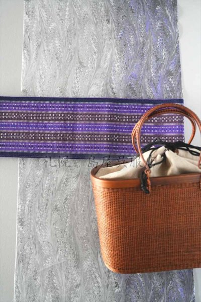 画像9: 小千谷縮:島屋オリジナル・墨流し(紫系) (9)