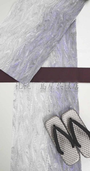 画像6: 小千谷縮:島屋オリジナル・墨流し(紫系) (6)