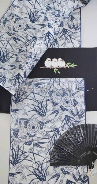 画像8: 竺仙:菊・梅・笹(絹紅梅) (8)