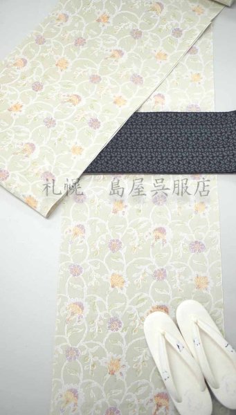 画像10: 半幅帯：フラワー（グレー） (10)