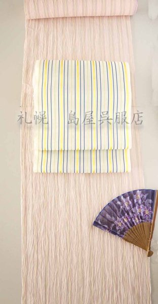 画像5: 小千谷縮:ピンク地ストライプ (5)