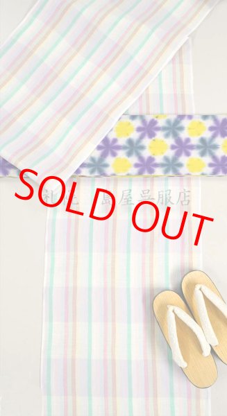 画像8: 半幅帯：リバーシブル　藤井絞／ミニ雪花絞・うさぎリンゴ (8)