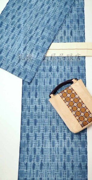 画像4: 片貝木綿：総絞り（市松絞り・薄縹） (4)