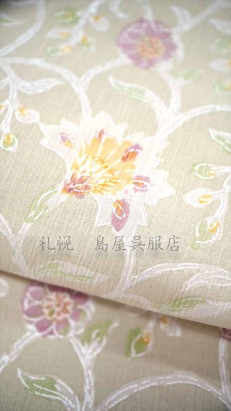 画像3: 紺仁：綿ちぢみ更紗（更紗・ベージュ） (3)