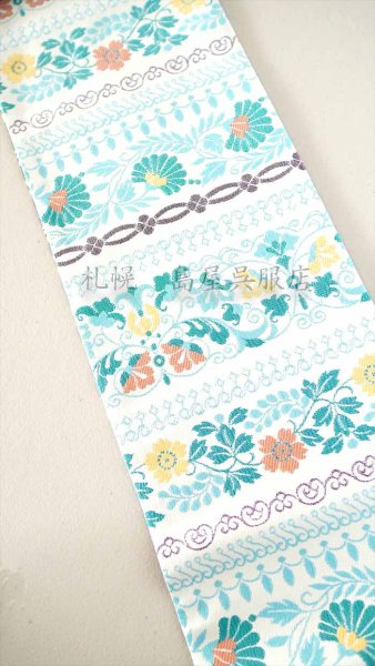 画像4: リバーシブル半幅帯：西陣織・籠目／唐花三様 (4)