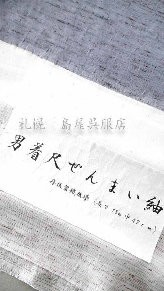 画像2: 【超広幅】ぜんまい紬・グレー横段ぼかし (2)