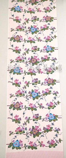 画像2: 九寸名古屋帯：琉球本紅型・ブーゲンビリア（津田かすみ氏作） (2)