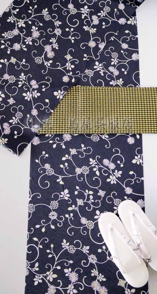 画像8: 半幅帯：おしゃれ四寸帯　北斗七星（モスグリーン／イエロー） (8)