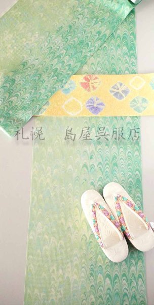 画像11: リバーシブル半幅帯：花想容・絞り染め／引き染め (11)