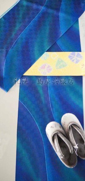 画像7: リバーシブル半幅帯：花想容・絞り染め／引き染め (7)