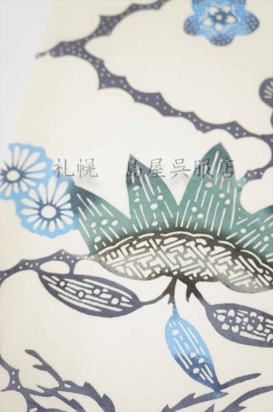 画像6: 九寸名古屋帯：江戸紅型・松竹梅に菊（地あき） (6)