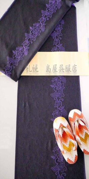 画像10: リバーシブル半幅帯：花想容・絞り染め／引き染め (10)