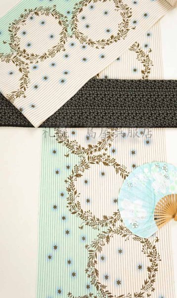 画像9: 半幅帯：フラワー（グレー） (9)