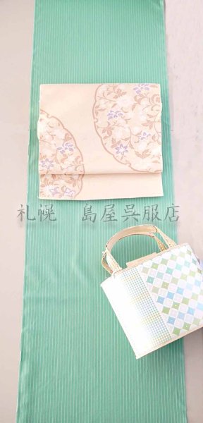 画像8: 九寸名古屋帯：雪輪に花 (8)