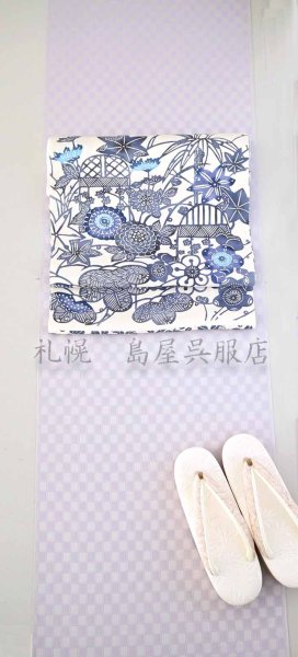 画像8: 九寸名古屋帯：江戸紅型・松竹梅に菊・紅葉（裏に萩） (8)