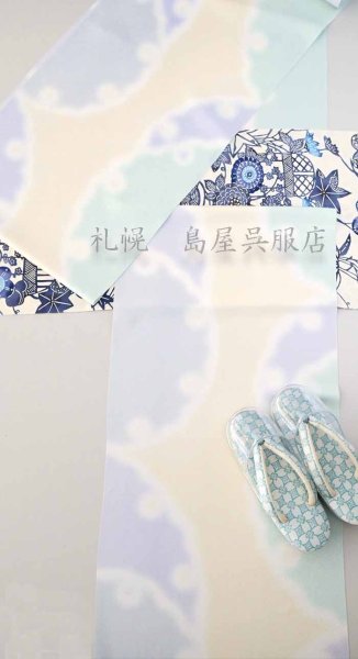 画像13: 九寸名古屋帯：江戸紅型・松竹梅に菊・紅葉（裏に萩） (13)