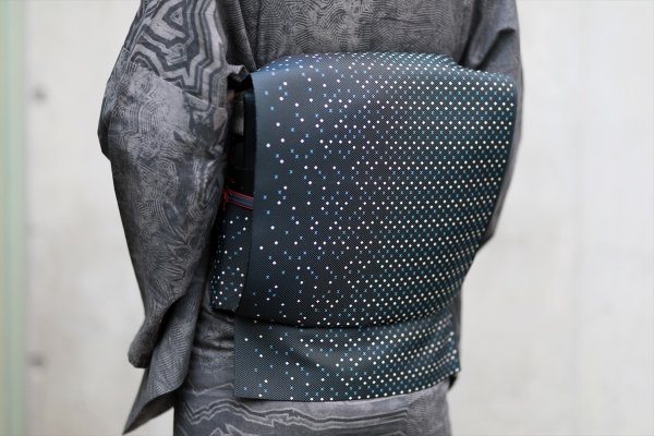 画像1: コレカラキモノ・八寸名古屋帯：雨音（宵雨） (1)