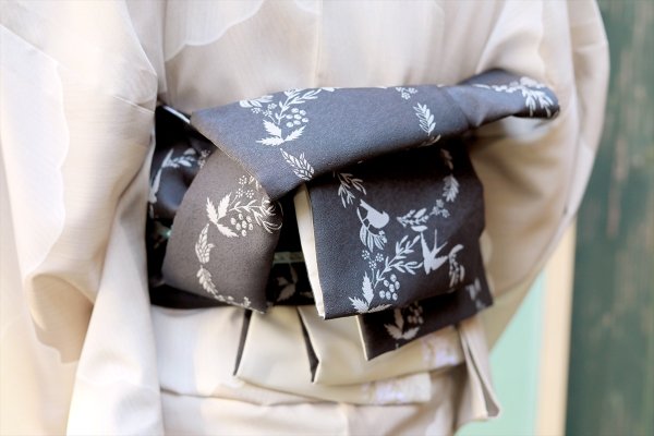 画像6: コレカラキモノ・半幅帯：晴風（ベージュ／墨黒） (6)