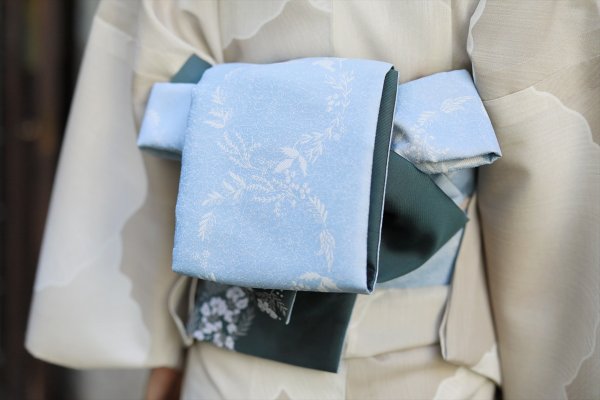 画像5: コレカラキモノ・半幅帯：晴風（深緑／水色） (5)