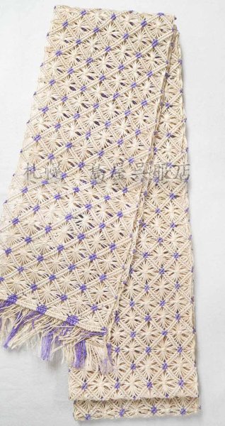 画像1: 【Ｓ様専用品】（夏）半幅帯：誉田屋源兵衛・芭蕉・藤ドット (1)