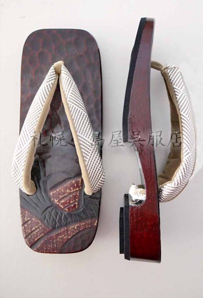 画像3: 男性用下駄：桐　荒磯（Ｌサイズ） (3)